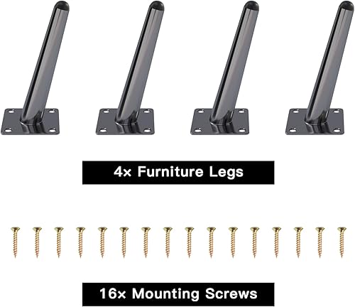 Miniatura 2 de Juego de 4 patas oblicuas para muebles de 8 pulgadas, patas de metal cónicas oblicuas, estilo de mediados de siglo, patas inclinadas de repuesto