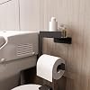 Toilet Paper Holder with Shelf, Bathroom Toilet Paper Holder, Wc Toilet Paper Holder, Bathroom Toilet Paper Hanger, Toilet Paper Apparatus, Metal Toilet Paper Stand (Metal, Black)