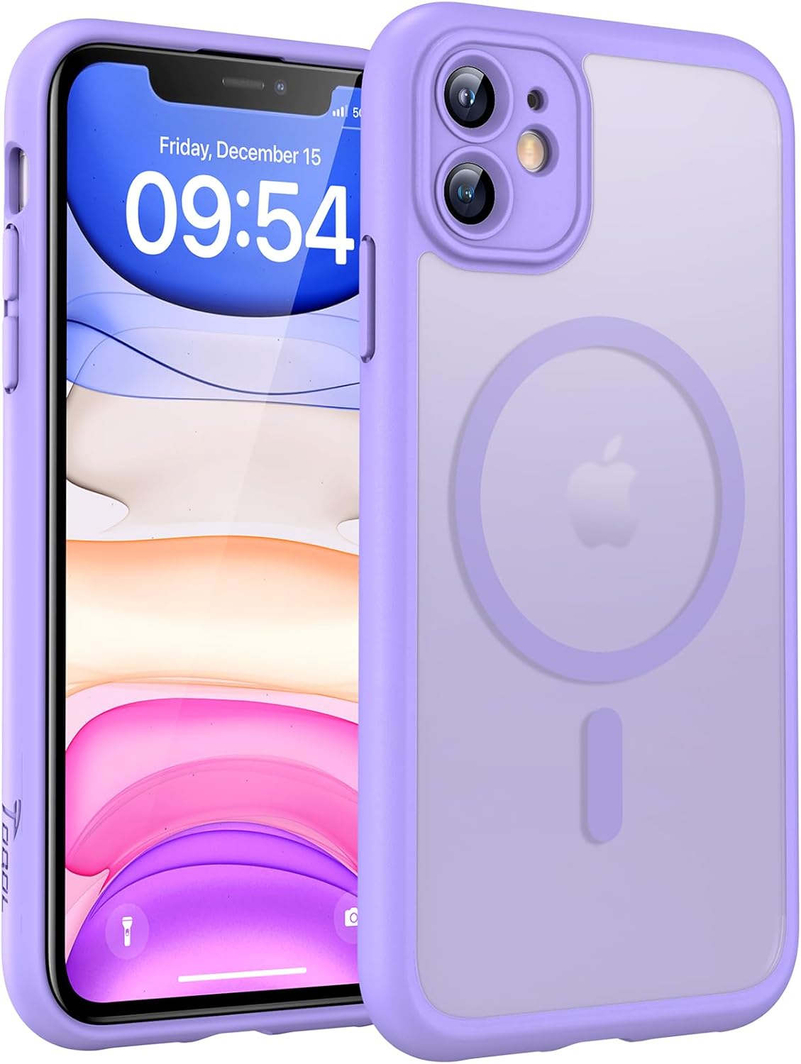 TOCOL Cover Magnetica per iPhone 11 6,1 Pollic, Compatibile con MagSafe, Protezione Fotocamera Integrata, Custodia Antiurto Traslucida Opaca, Viola Chiaro