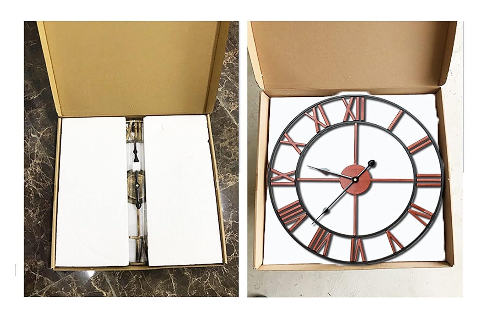 Relojes Reloj de pared grande de 24 pulgadas de metal envejecido que no hace tictac, silencioso, estilo industrial moderno, reloj de pared de hierro con números romanos for el hogar, sala de estar, co