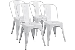 Furmax Distressed White Farmhouse Chairs Set of 4