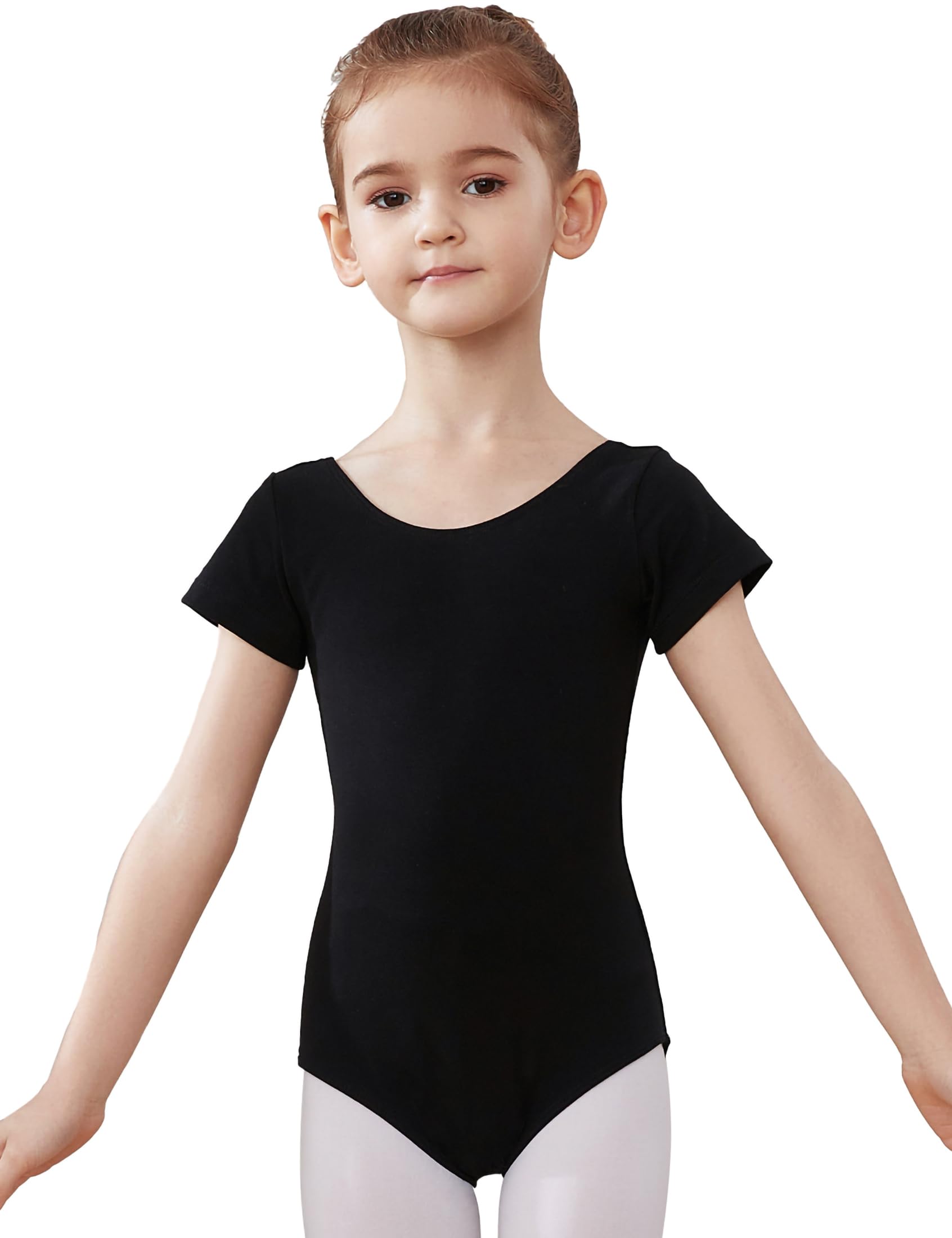 HROYL Maillot de Ballet Danza para Niñas Clásico Manga Corta Leotardos de Baile Gimnasia