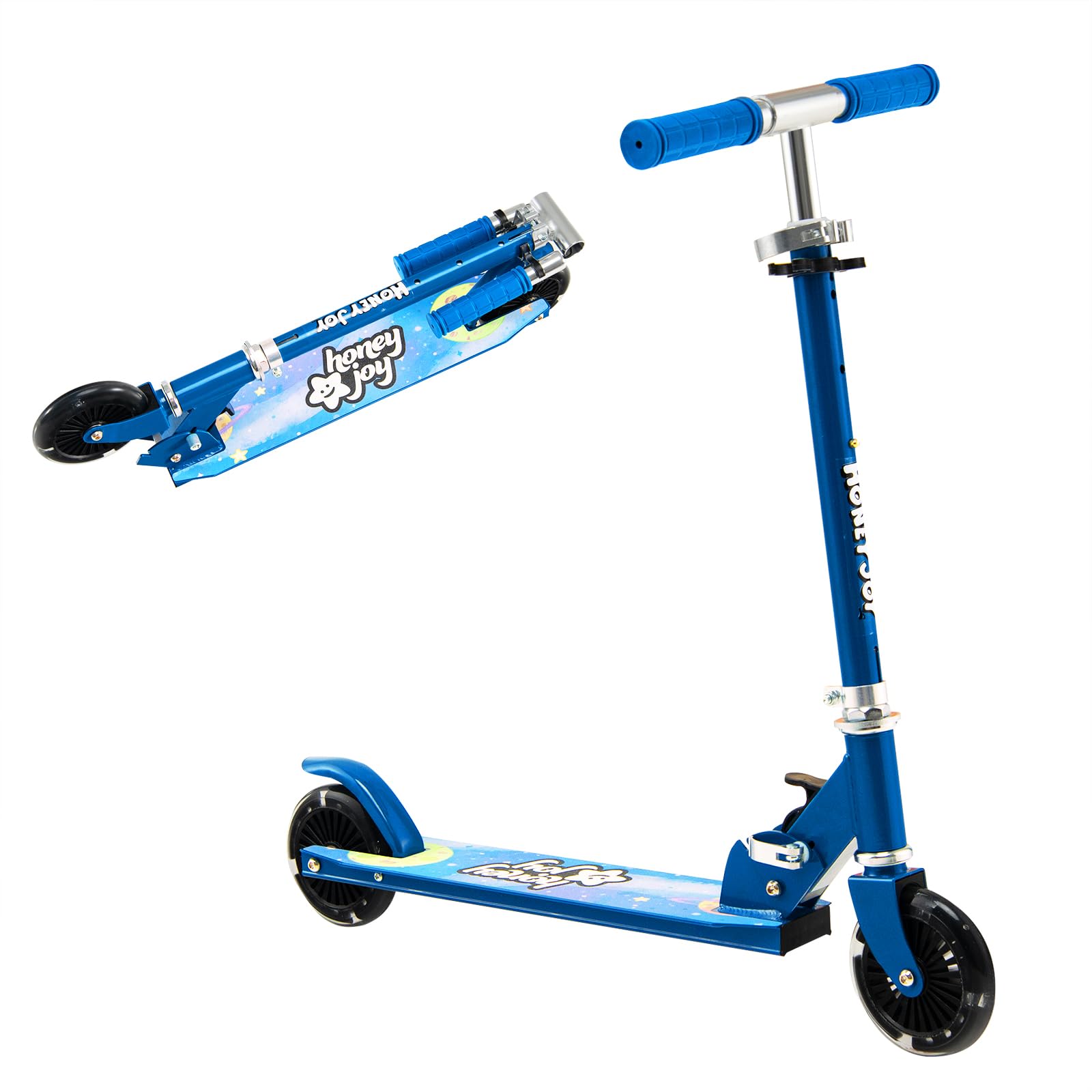 KOMFOTTEU Trottinette Enfant 3 Ans+, 2 Roues ABEC-5 | Planche à roulettes Pliable ,LED et Frein, 3 Hauteurs réglables, Scooter Charge 50 kg