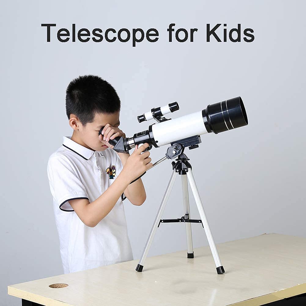 Telescopio astronómico Profesional, telescopio 70/400 HD con trípode y buscador para niños, telescopio Refractor para Principiantes, educación y Regalos