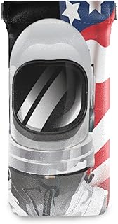 susiyo Vintage Style Usa Astronaut Glasses Case Portable Microfiber PU Leather Soft Sunglasses Bag Eyeglasses Pouch Holder Squeeze Top for Women Men