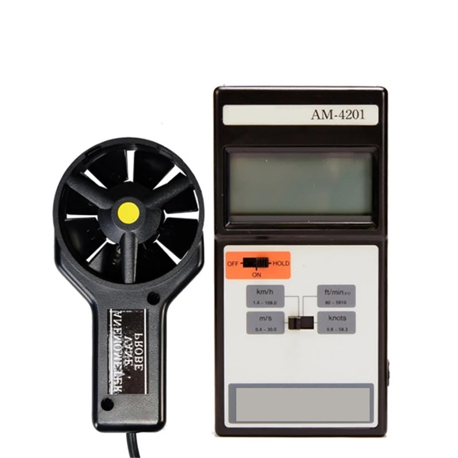 AM-4201 Tragbares Flügelrad-Anemometer Windgeschwindigkeitsmesser 0,4-30 mt/s AM4201