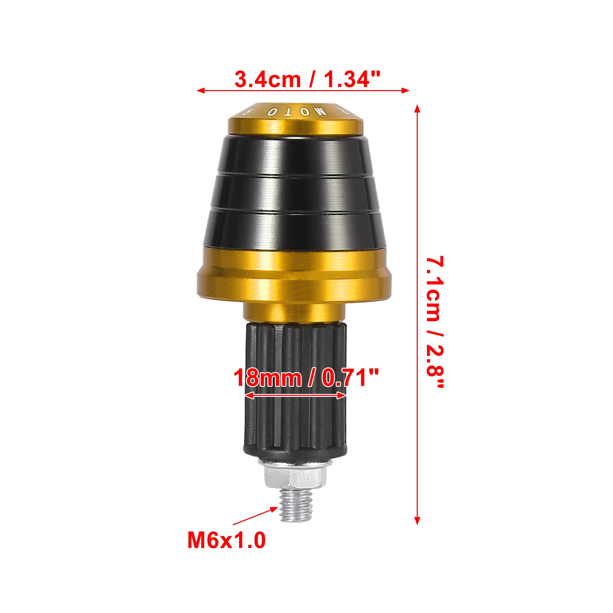 Motoforti - Lot de 2 bouchons d'extrémité de guidon universels de 18 mm pour moto - Finition dorée