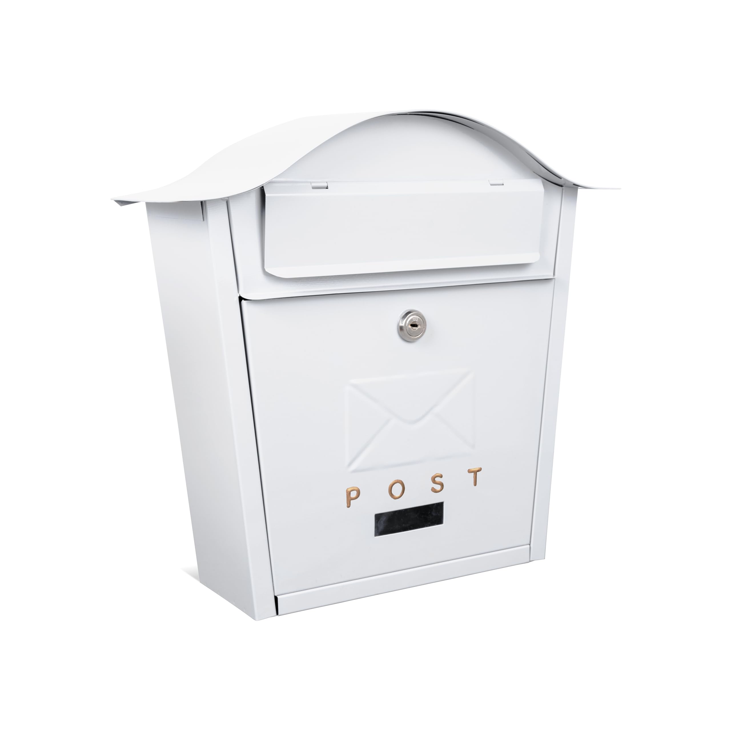Assorted Collections White Wall Mounted Post Box Classic Design Letterbox Lockable 2 Keys Weatherproof Easy To Install - 35.5 X 26 X 10 Cms Extra Large