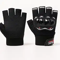 Luva Motociclista Ciclista Meio Dedo Respirável com Proteção nas Juntas – Touchscreen, Antiderrapante, Alta Ventilação