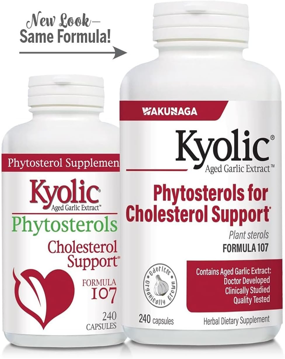 Kyolic Aged Garlic Extract Formula 107, Phytosterols for Cholesterol Support*, 240 Capsules