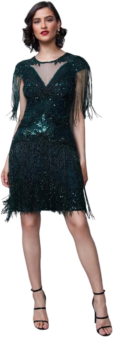 Gatsbylady LondonSybil Green 1920s Vintage Inspired Great Gatsby Art Deco Charleston Swing Fringe Wedding Guest Bridesmaids Dress