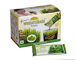 Girme's Wheatgrass Powder 3gx30 Sachet | India Organic - Jaivik Bharat Certified | Natural Health Supplement | Immunity Booster, Detox | Export Quality