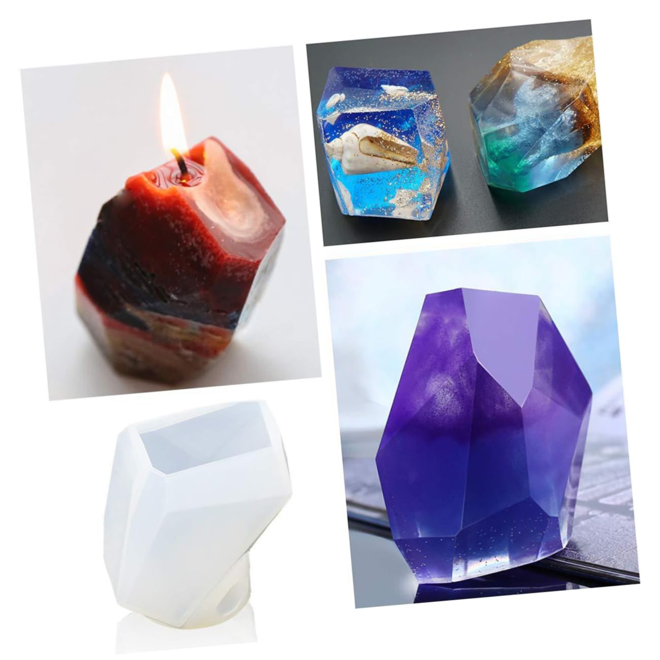 18stücke Silikonformen Für Harz Transparent Diy-schmuckformen Gießformen Für Epoxidharz Kugel Kubische Diamantpyramide Formen Mit Holzstäbchen Und Messbecher