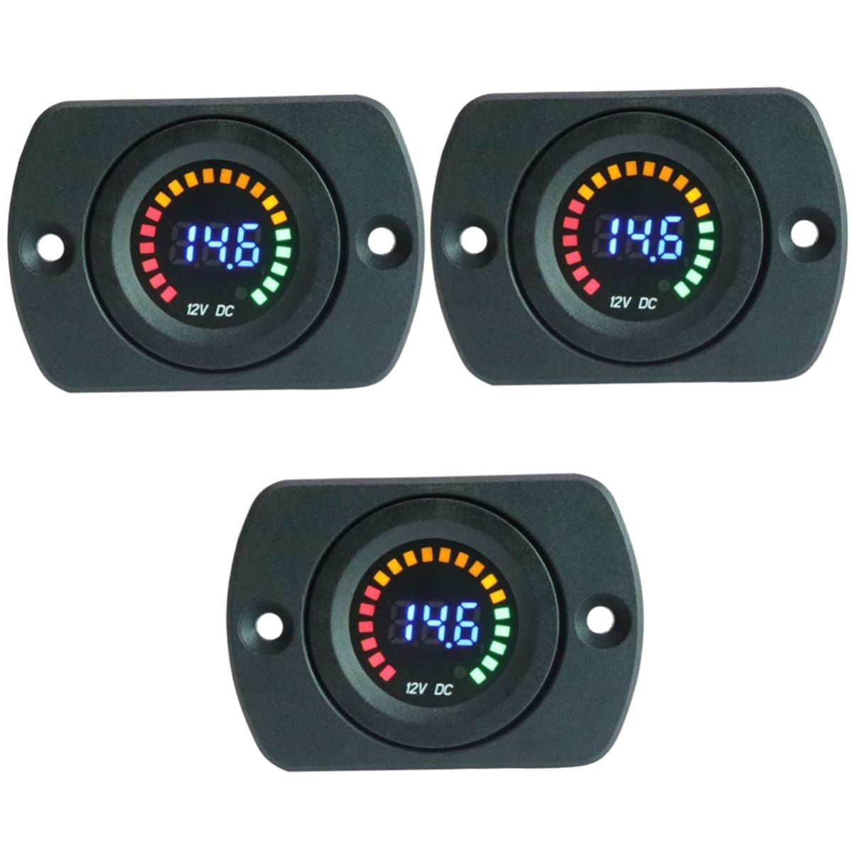 ULTECHNOVO 3St Digitalanzeige Voltmeter Autobatterietester Bildschirm für Auto -Batterie-Bildschirm Digitaler Spannungsmesser für das Motorradpanel Spannungsprüfer Black