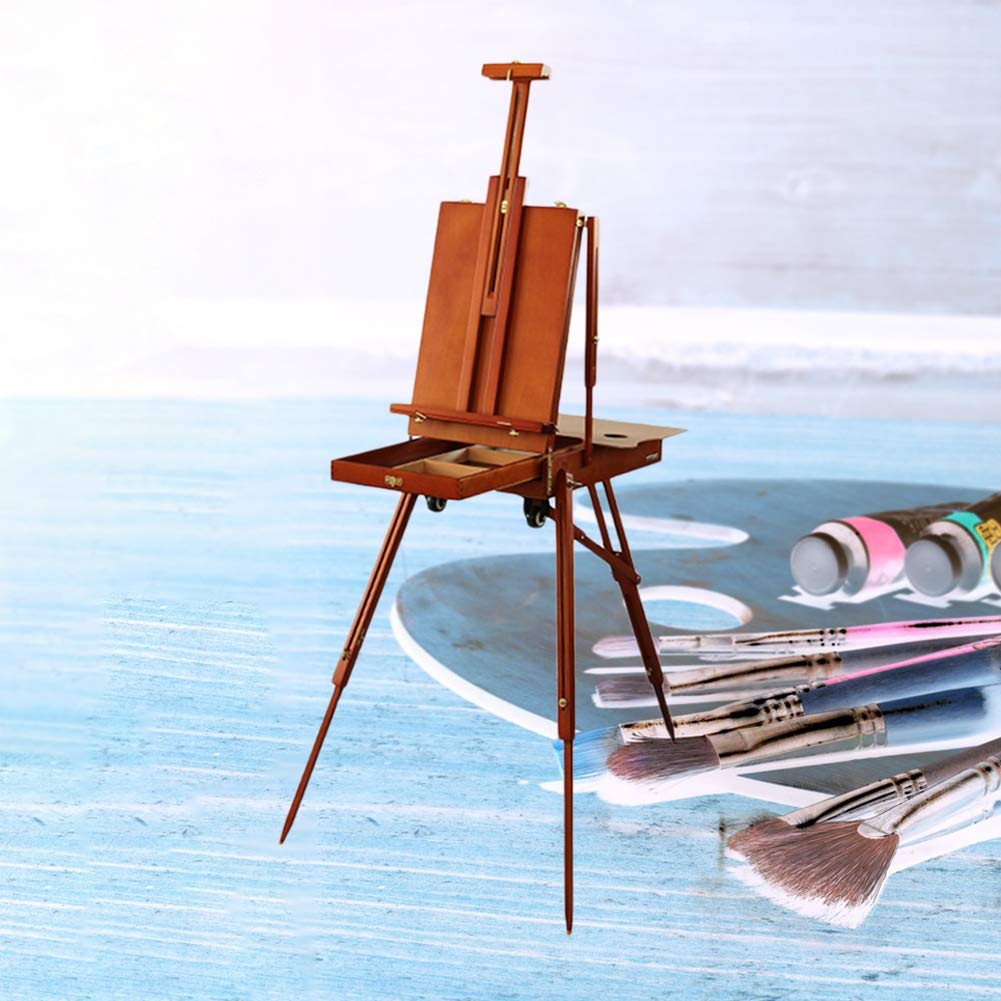 Caballete Artes y Manualidades Pintura Soporte Material de Bellas Artes Ruedas Plegable Boceto Caja Plegable 2-en-1 Estudio Artes y Manualidades HUYP