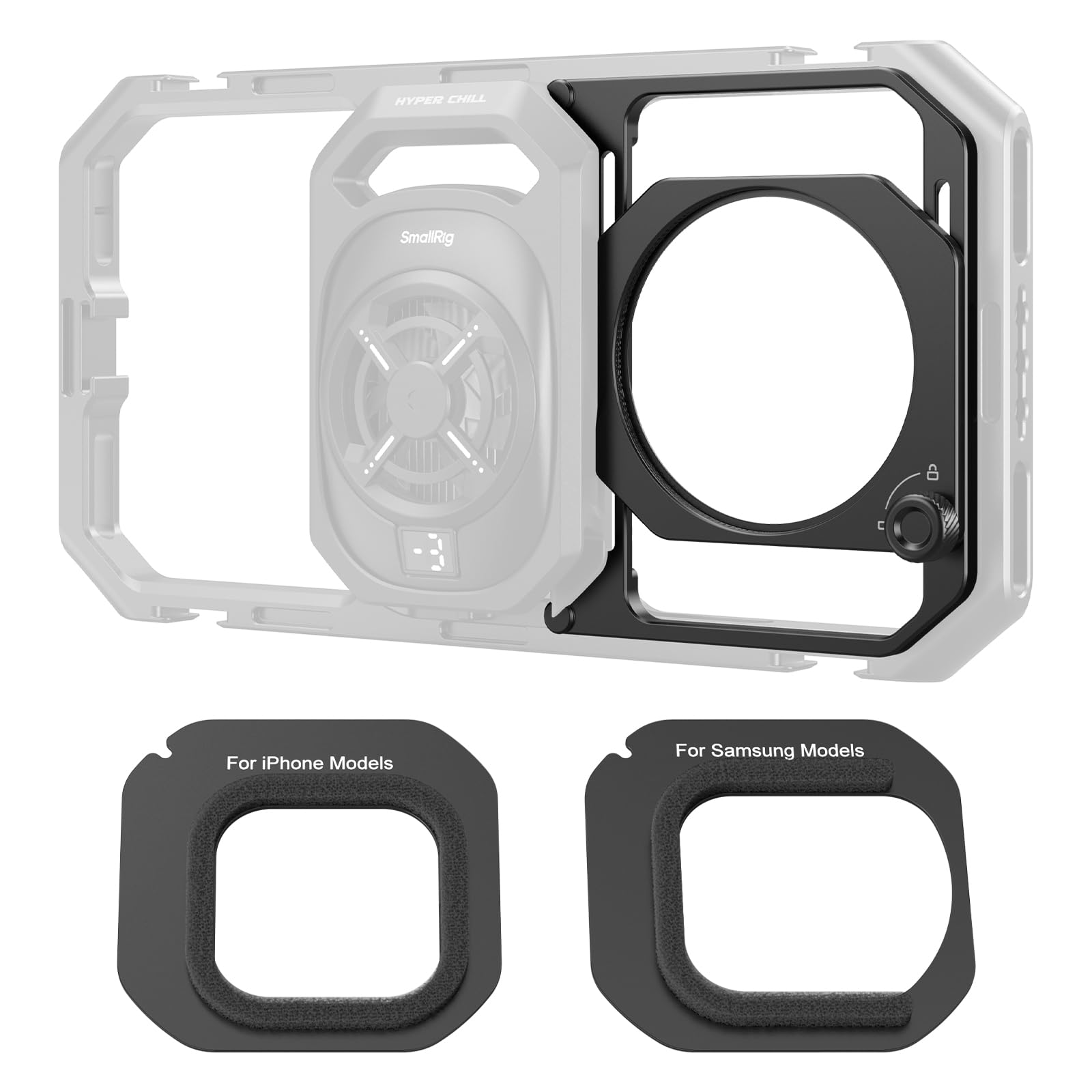 SMALLRIG Adaptateur de Filtre 67 mm avec Pare-Soleil Amovibles pour Cage de Téléphone Universelle 4704/4597/5275/5276/4299B, pour iPhone, pour Samsung et Smartphones - 5277