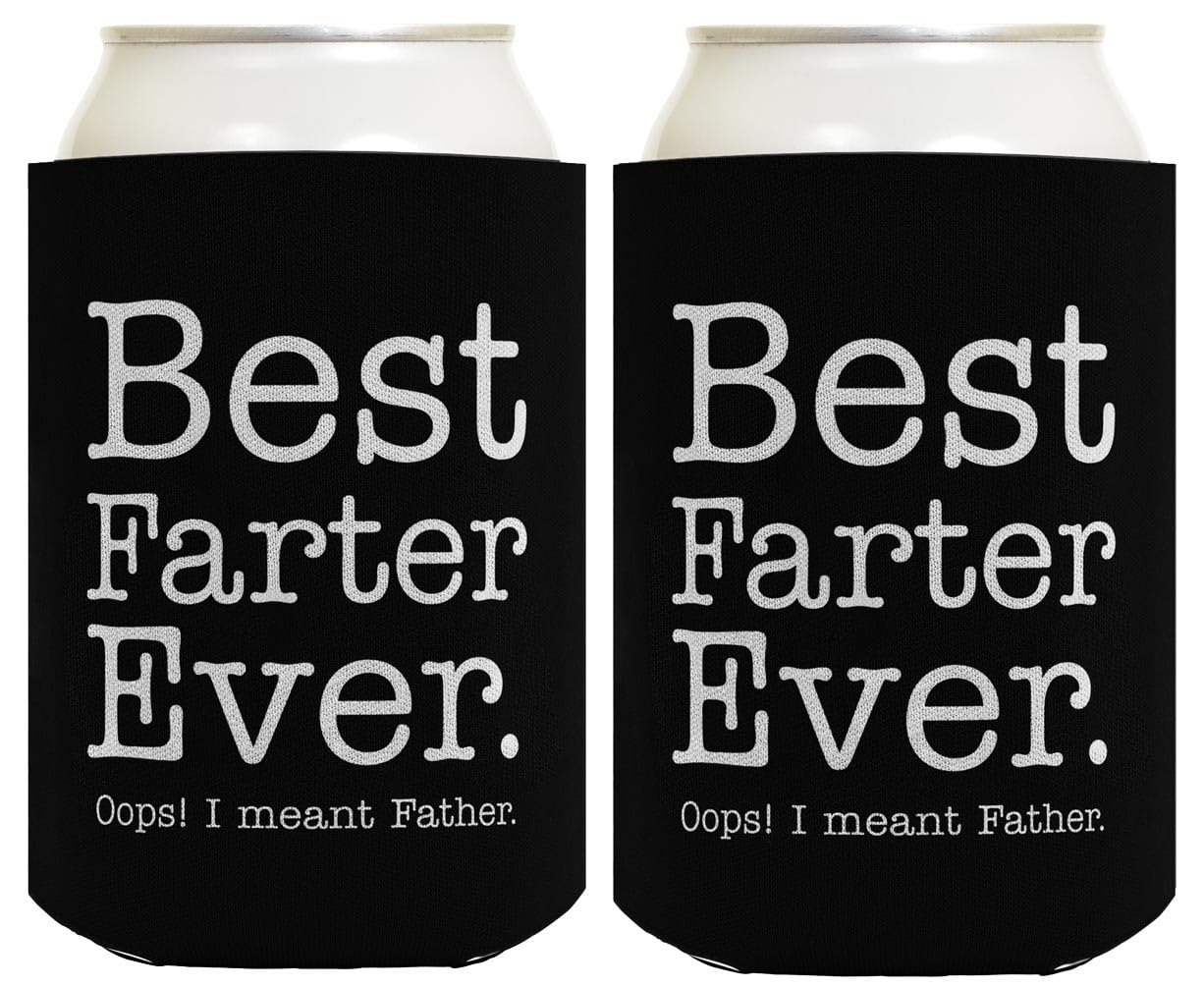 Father Day Gifts for Dad Best Farter Ever Oops Meant Father Dad Gifts from Daughter 2 Pack Can Coolie Drink Coolers Coolies Black