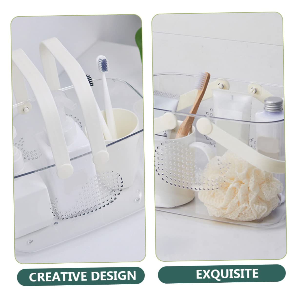 Luxshiny Cesta Gran Capacidad para Baño con Diseño de Drenaje de Plástico y Asas Ergonómicas Resistente y Reutilizable para Uso Diario en Ducha