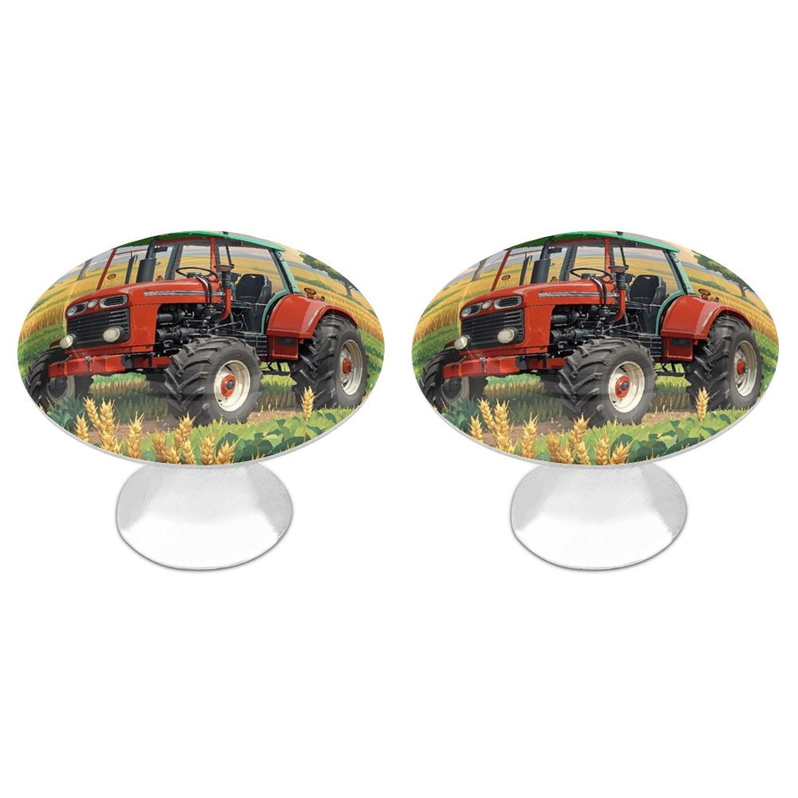 FekiLoot Tractor Theme Cabinet Knobs 2 Pack Stainless Steel Round Dresser Drawer Knobs Kitchen Drawer Hardware Dresser Knob Closet Door Pulls Cabinet Handles for Cupboard Drawer Pulls
