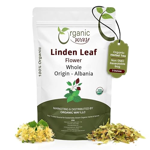 Organic Way Flor de tilo y hojas de té de hierbas y uso culinario  Cosecha silvestre europea  Certificado Kosher y USDA  Vegano, sin OMG y sin