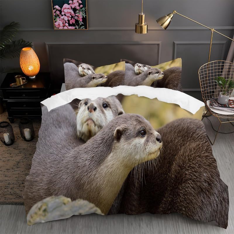 Housse de Couette 220x240 Marmotte Animaux de La Forêt Parure Lit 2 Personnes