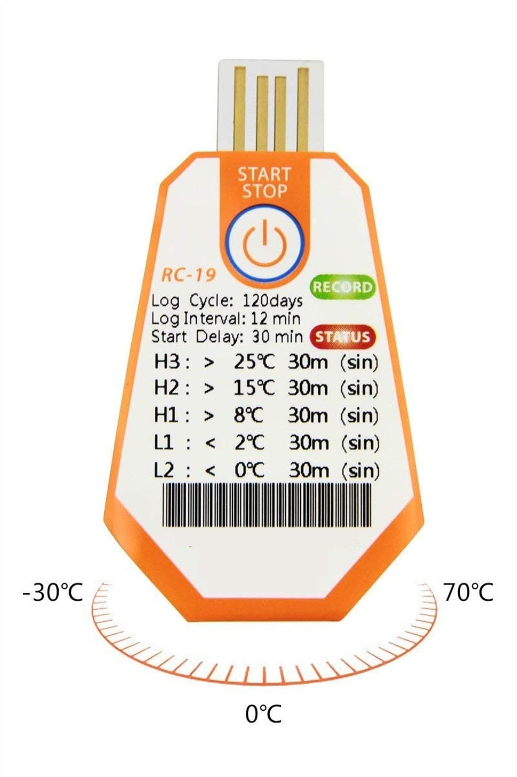 Puntos no reutilizables del puerto USB 16000 del registrador de datos de la temperatura for los productos farmacéuticos de la comida del almacenamiento