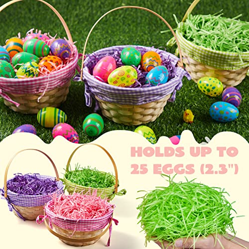 image for JOYIN 4 Pcs Easter Bamboo Baskets Gift Woven Baskets with Handles and 