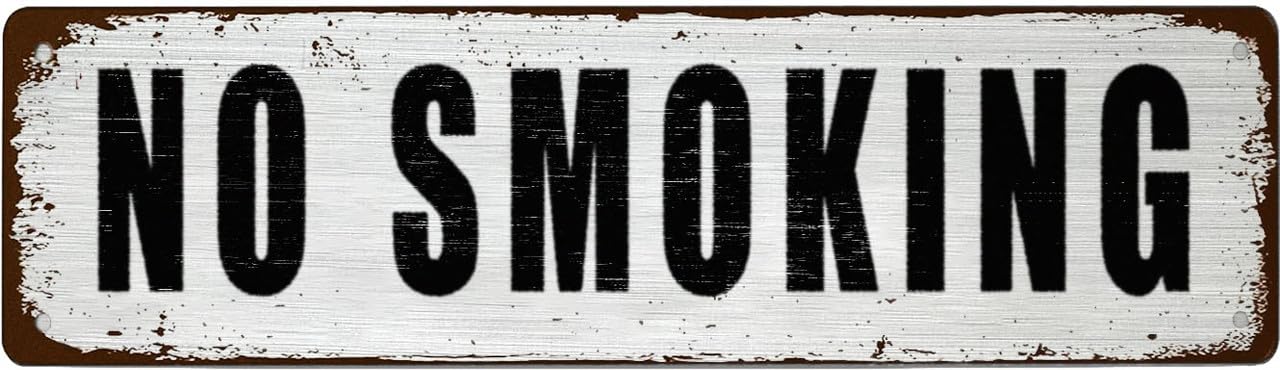 Funny Retro Tin Sign - NO SMOKING - For Office,Garage,Garden And Man Cave,Coffee Station Decor,4x16 Inch