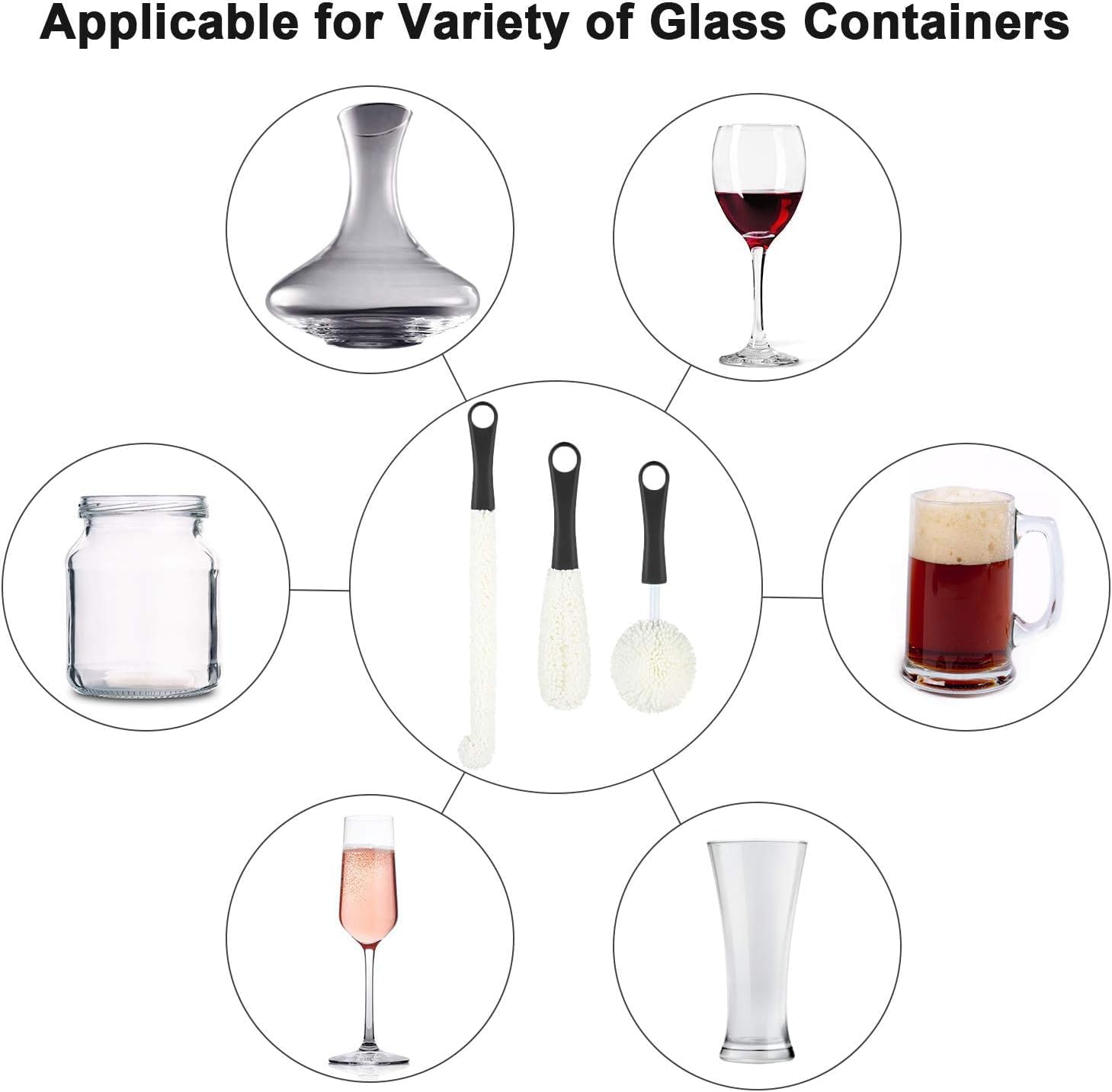 Wine Decanter Drying Stand with Cleaning Brush and Decanter Cleaning Beads,Wine Decanter Drying Rack with Rubber Coated Top to Prevent Scratches.Decanter Cleaner for Standard Large Wine Decanters