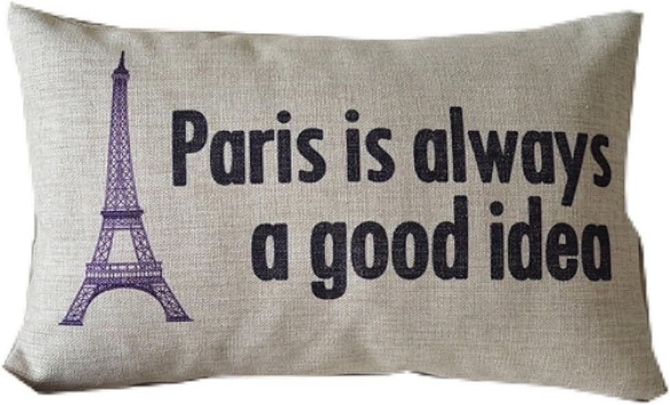 Paris Is Always a Good Idea Eiffel Tower Throw Pillow Case Decor Cushion Covers Oblong 2012 Inch Beige Cotton Blend Linen by Generic