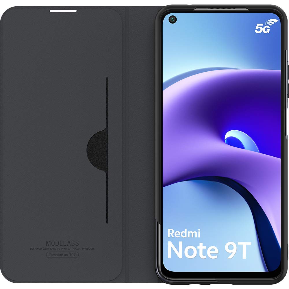 Custodia Modelabs A Portafoglio Per Xiaomi Redmi Note 9T 5G – Pelle PU Nera, Con Portacarte - 2