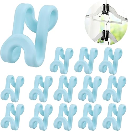 Paquete de 70 ganchos para colgar ropa, mini gancho en cascada, resistente ahorro de espacio para armario (azul)