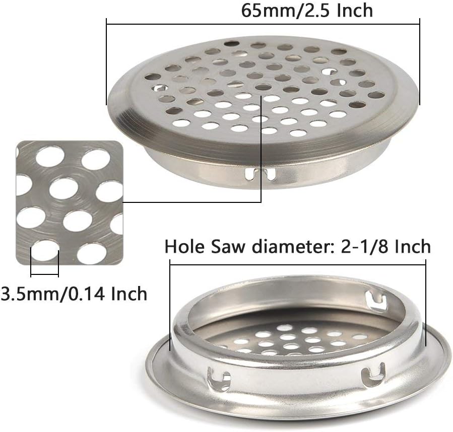 Gasea 18pcs Stainless Steel Air Vent Covers - 53mm (2 Inch) Round Mesh Hole Ventilation Louvers - Image 4