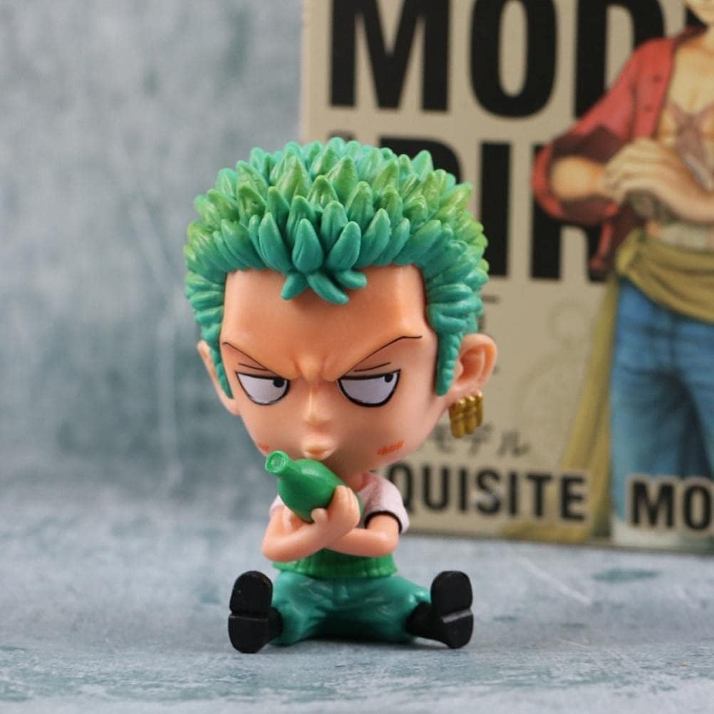 Awestuffs Zoro Polyvinyl Chloride Action Figure Limited Edition (Zoro With Bottle),Green-Black,5 X 4 cm