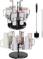 Rotating Stanley 40oz Water Bottle Organizer - 2-in-1 Cabinet Counter Holder, Drying Rack, Lid Storage & Cleaning Brushes - Black