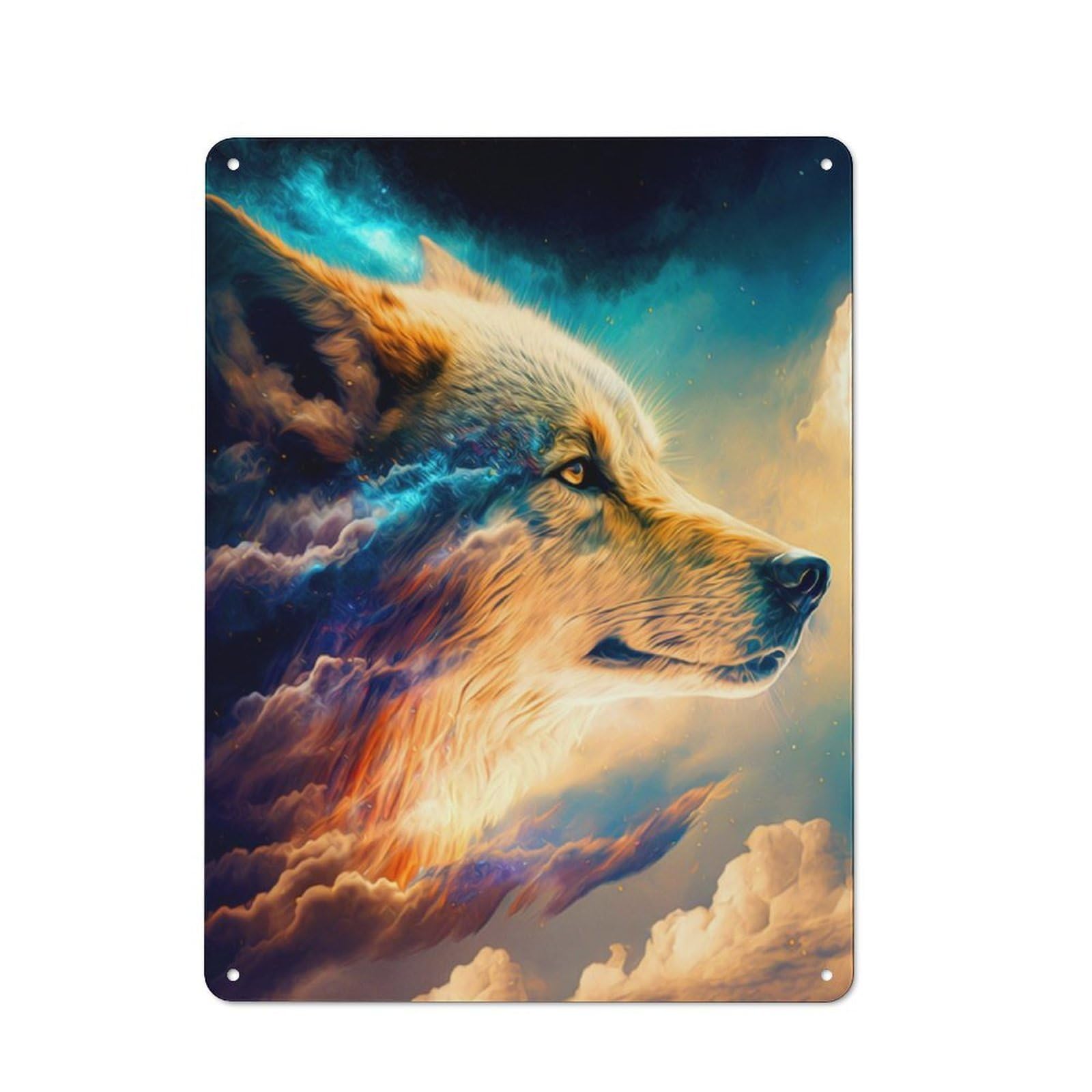 Wolf Tin Sign 40x30cm for Pub Or Café, Retro-style Wall Decor, for Garage, Workshop And Man Cave Decoration
