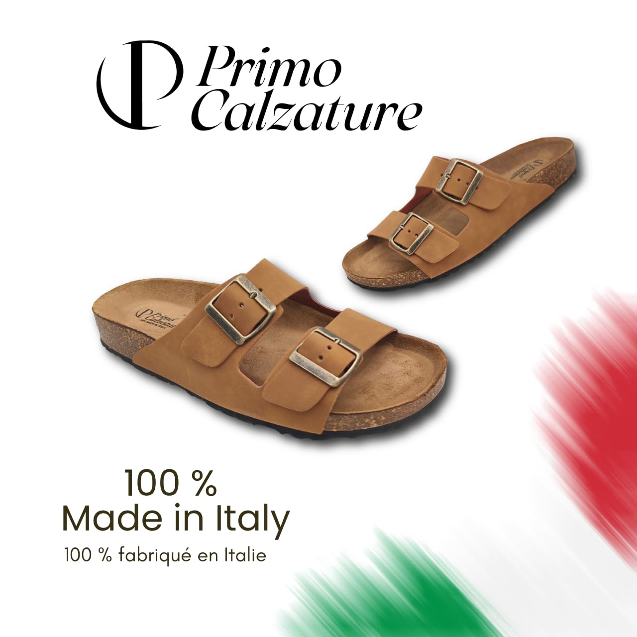 Ottime Ciabatte Uomo Aperte in Vera Pelle, Sandali Estivi Doppia Fascia, Vero Made in Italy
