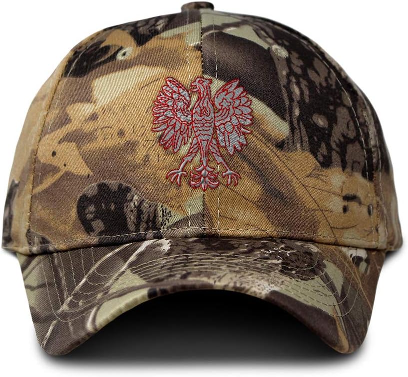 Custom Camo Baseball Cap Polish Eagle Embroidery Cotton Strap Closure