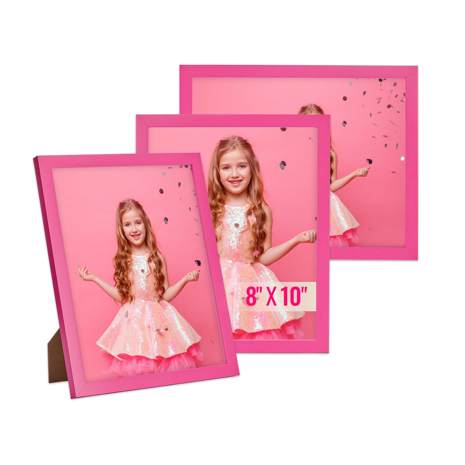TWING 8x10 Pink Picture Frames Set of 3,Tabletop Photo Frames with Mat for Gallery Wall Decor, Hanging Horizontal/Vertical Display
