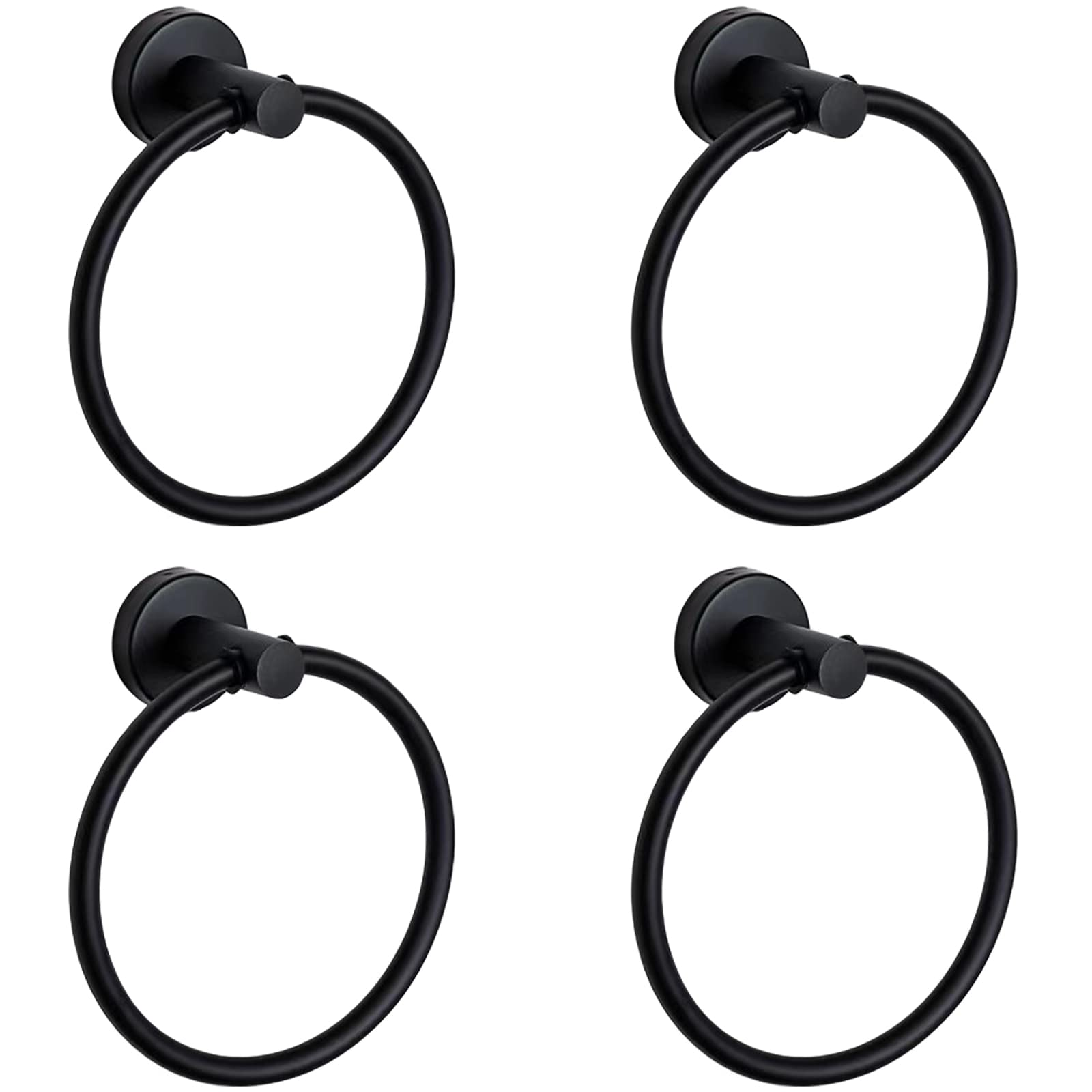 Towel Ring 4 Pack Hand Towel Holder for Bathroom Wall Mounted,Towel Holder,Towel-Racks,Simple Round Towel Hanger SUS 304 Stainless Steel (Black)