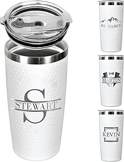 Personalized Golf Tumbler, Custom 20 OZ Travel Mug for Sport Player, Stainless Steel Insulated Dimpled, Gift for Her or Him, Engraved Golf Ball Tumbler for Dad Men Grandpa Husband