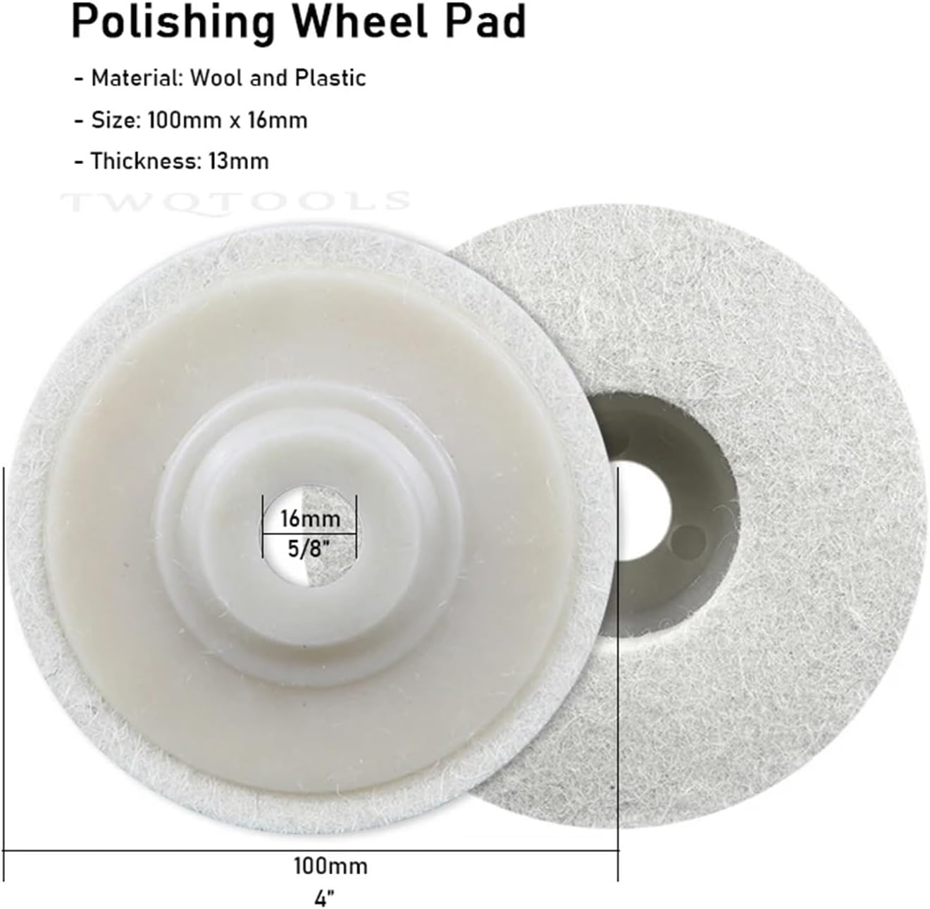 4 Inch Wool Felt Polishing Disc Buffing Pads for Angle Grinder Cleaning Wheel for Metal 100mm X 16mm Abrasive Polishing Tool(10PCS)