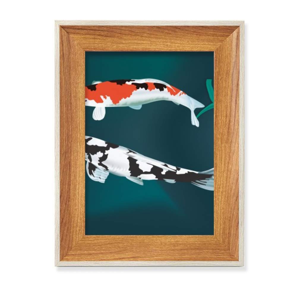 Cadre de Photo Poissons Chinois en Bois Massif Tableau Art de Table