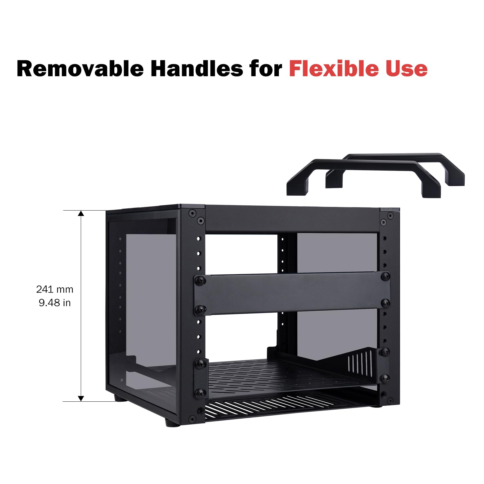 GeeekPi Rack de serveur 4U, rack réseau de 25,4 cm pour serveurs, réseau, équipement A/V, DeskPi RackMate T0 Plus Rack Mount, 260 mm de profondeur (noir, 26 cm de profondeur)