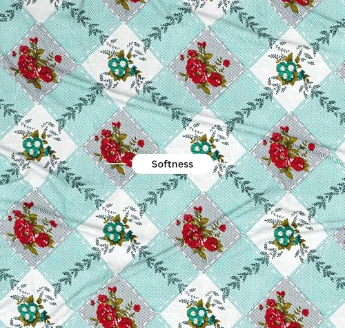 Image of BSB HOME 100% Cotton Double Bed Bedsheet Set | 144 TC Soft & Breathable | Sky Blue Rose Print with 2 Pillow Covers | Wrinkle Free | for Bedroom & Gifting (90 x 90 Inches)