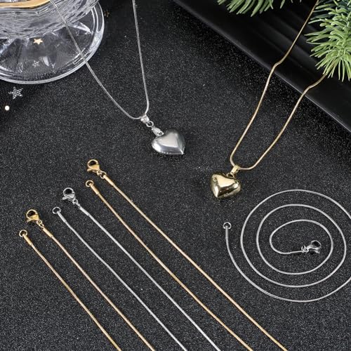 SUNNYCLUE 12 PACK 18 Inch/ 0.45m 1mm Stainless Steel Snake Chain Bulk Silver Gold Snake Chains Necklace Metal Lobster Claw Clasps Cable Chains Necklaces for jewellery Making Supplies Women Adult Diy - Image 4
