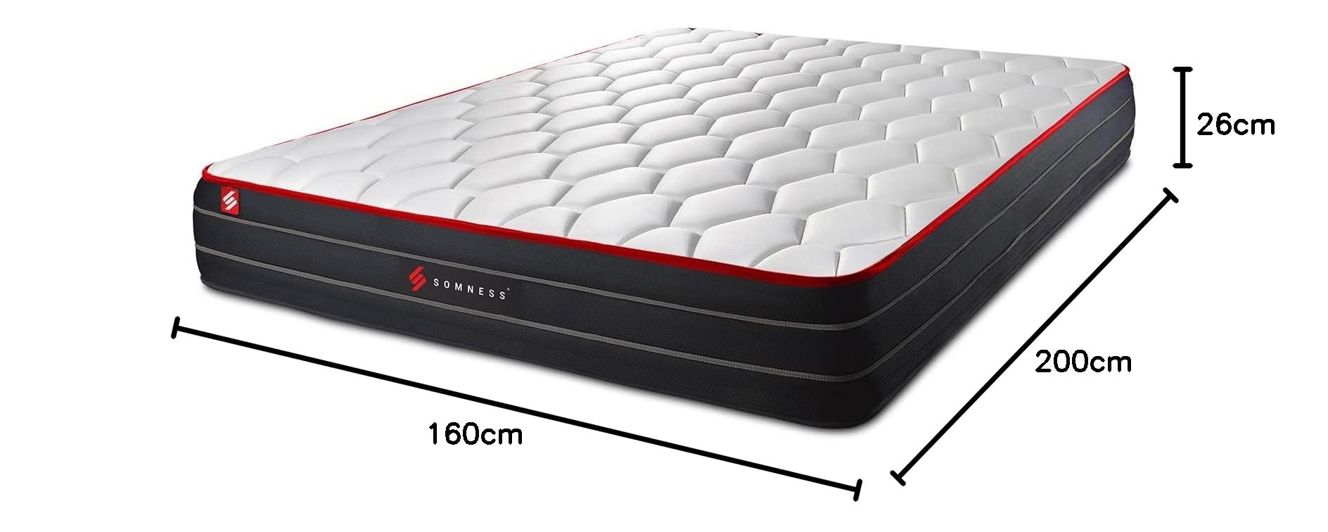 Ensemble Double sommier + Matelas Boost Ressorts ensachés et mémoire de Forme 160x200 | Epaisseur : 26 cm | Confort : Equilibré