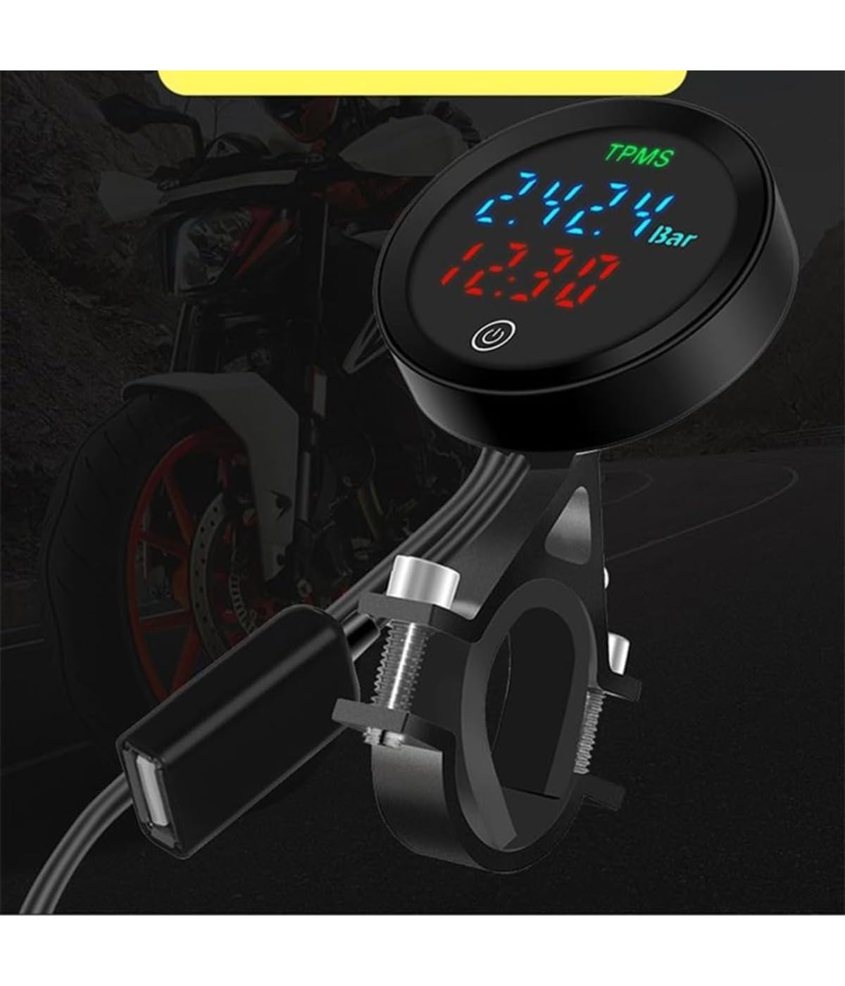 Generisch Sistema de control de presión de neumáticos inalámbrico para motocicleta, TPMS y sensor de presión de neumáticos, con pantalla LCD, adecuado para la mayoría de motocicletas y vehículos