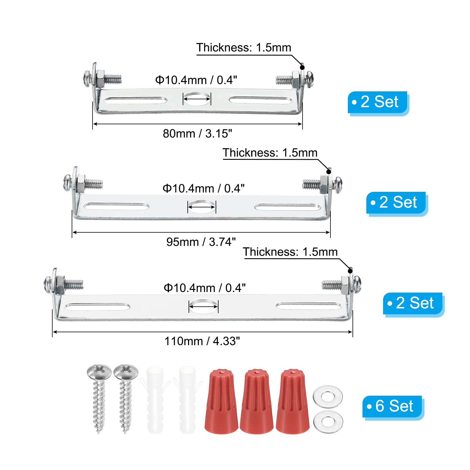 PATIKIL 3.15", 3.74", 4.33" Universal Light Fixture Mounting Bracket Kit - Image 2