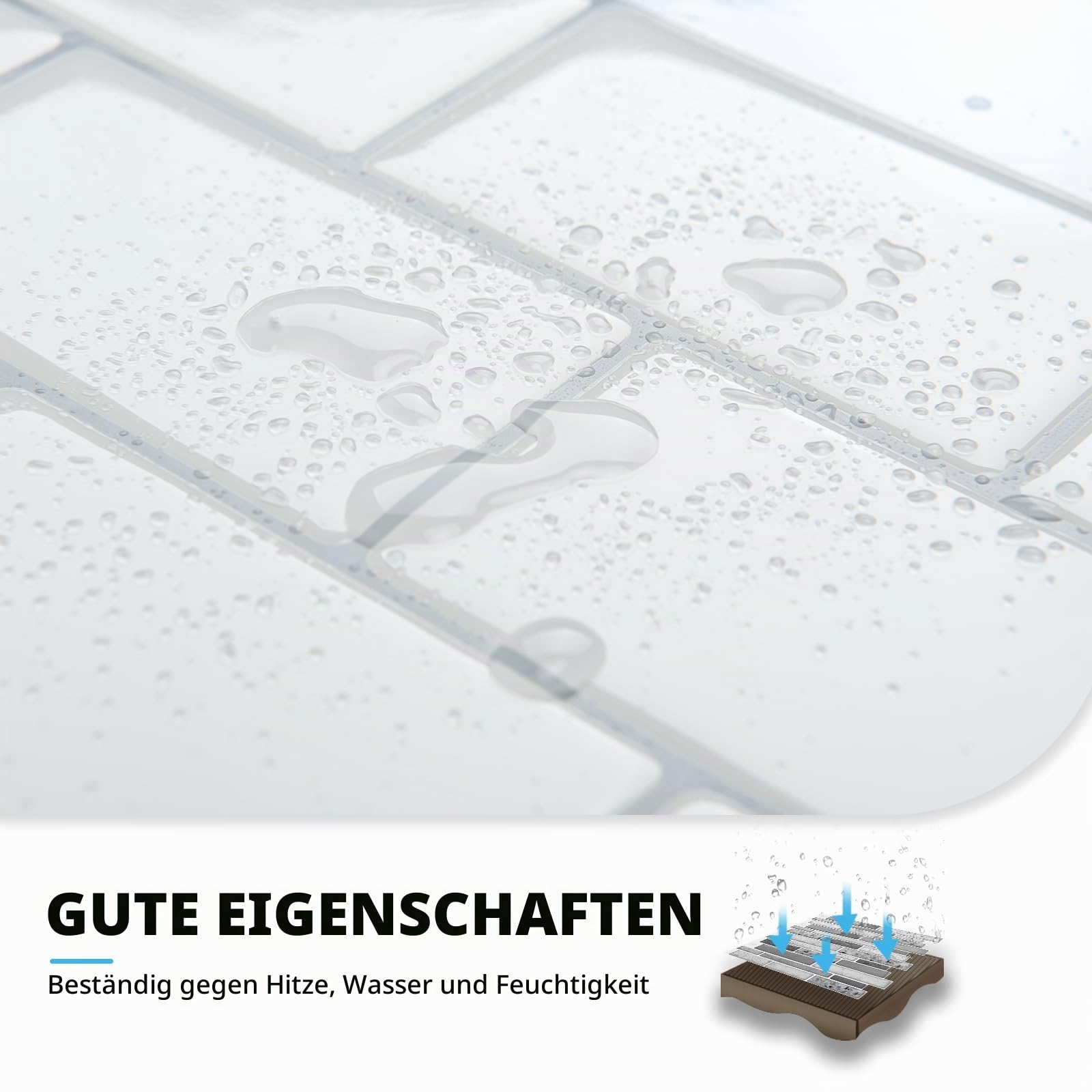 Art3d 10 Blatt Metro Fliesen Selbstklebend fliesenaufkleber klebefliesen küche 3d Wandpaneele Selbstklebend Warmes Weiß mit Grauem Fugenmörtel 30 x 30 cm